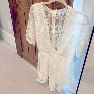 She + Sky white lace romper